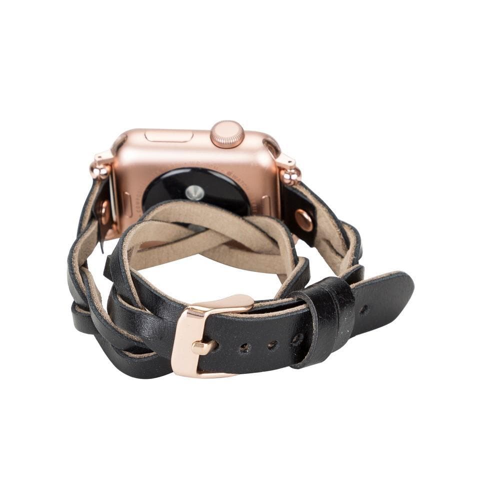 Peggy Ferro Genuine Leather Double Tour Apple Watch Band with Rose Gold Trok