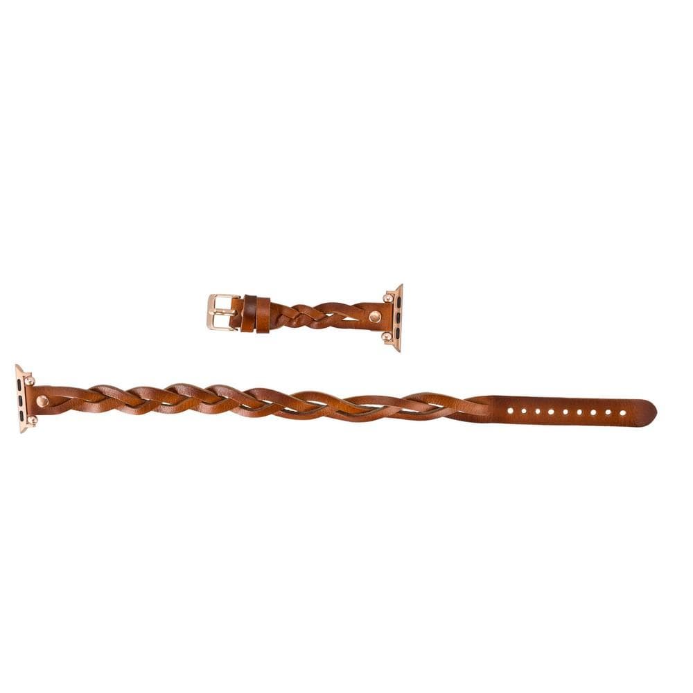 Peggy Ferro Genuine Leather Double Tour Apple Watch Band with Rose Gold Trok