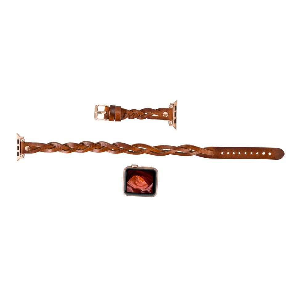 Peggy Ferro Genuine Leather Double Tour Apple Watch Band with Rose Gold Trok
