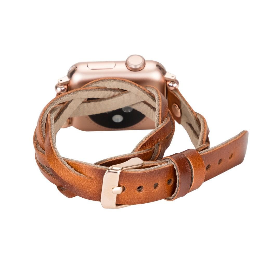 Peggy Ferro Genuine Leather Double Tour Apple Watch Band with Rose Gold Trok