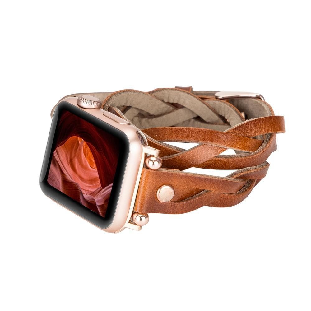 Peggy Ferro Genuine Leather Double Tour Apple Watch Band with Rose Gold Trok