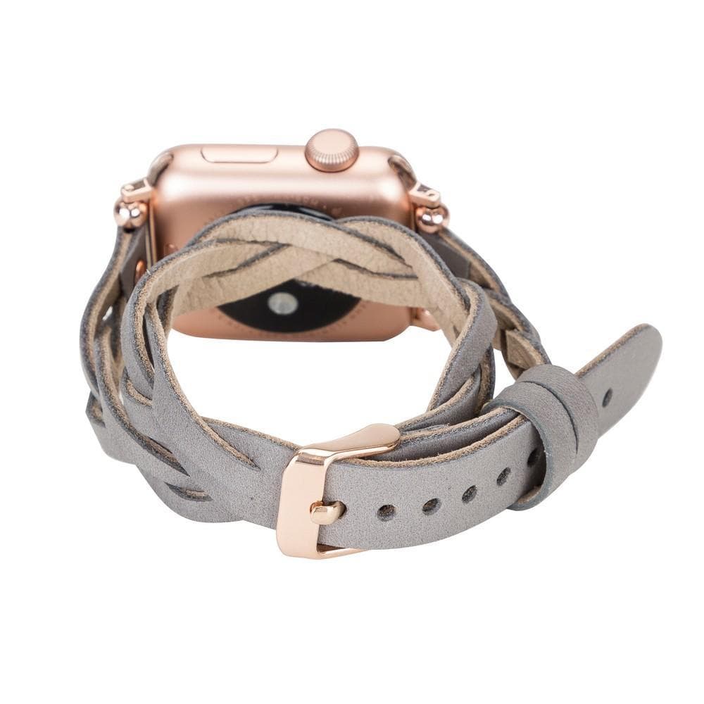 Peggy Ferro Genuine Leather Double Tour Apple Watch Band with Rose Gold Trok