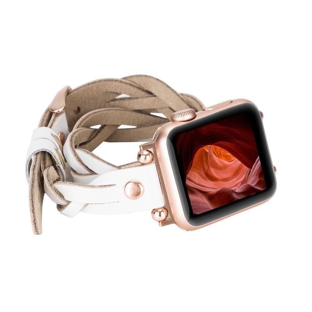 Peggy Ferro Genuine Leather Double Tour Apple Watch Band with Rose Gold Trok