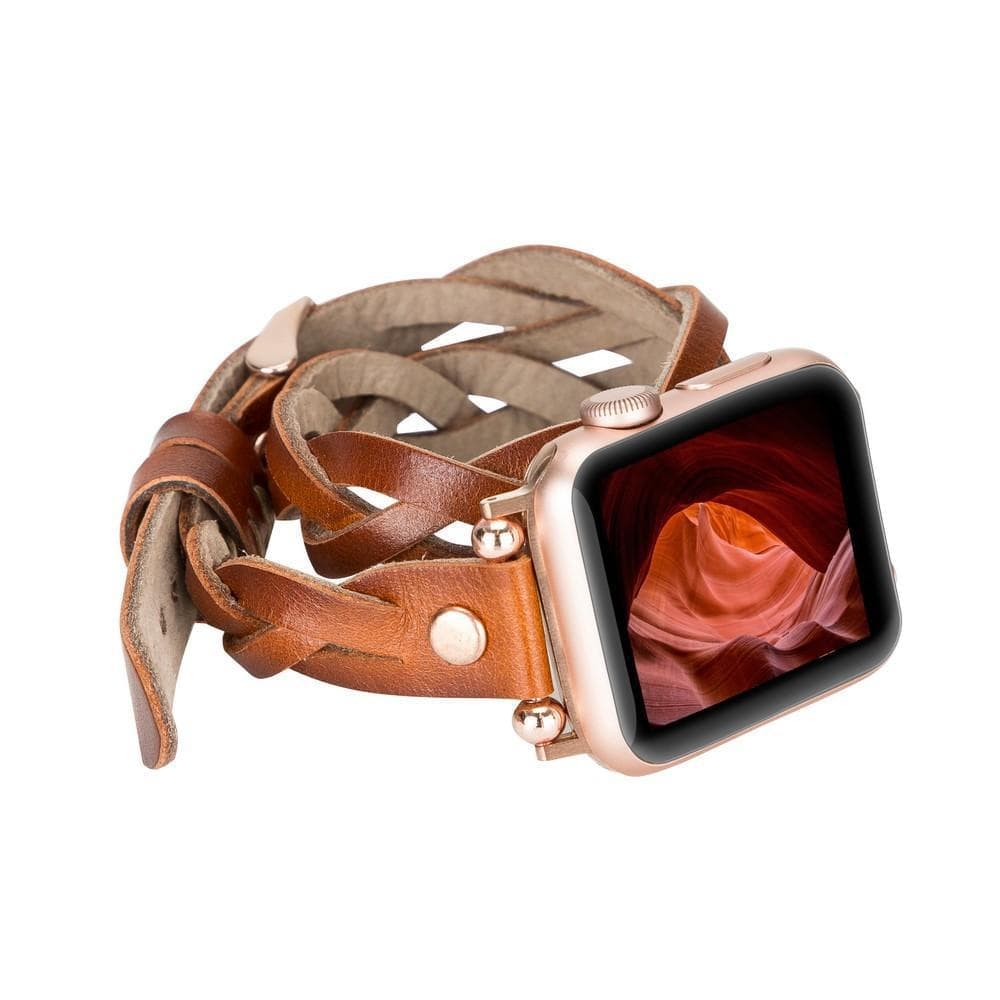 Peggy Ferro Genuine Leather Double Tour Apple Watch Band with Rose Gold Trok