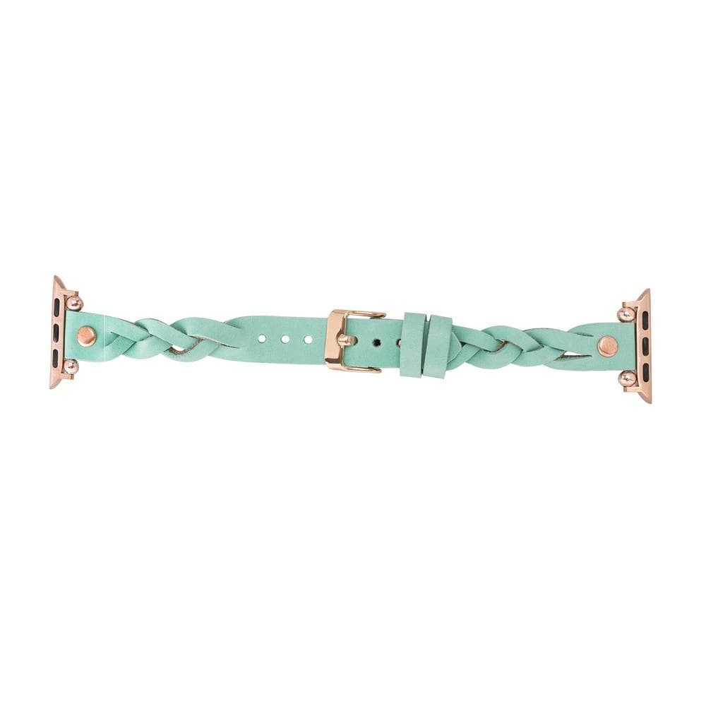 Wanda Braided Genuine Leather Apple Watch Band with Rose Gold Trok