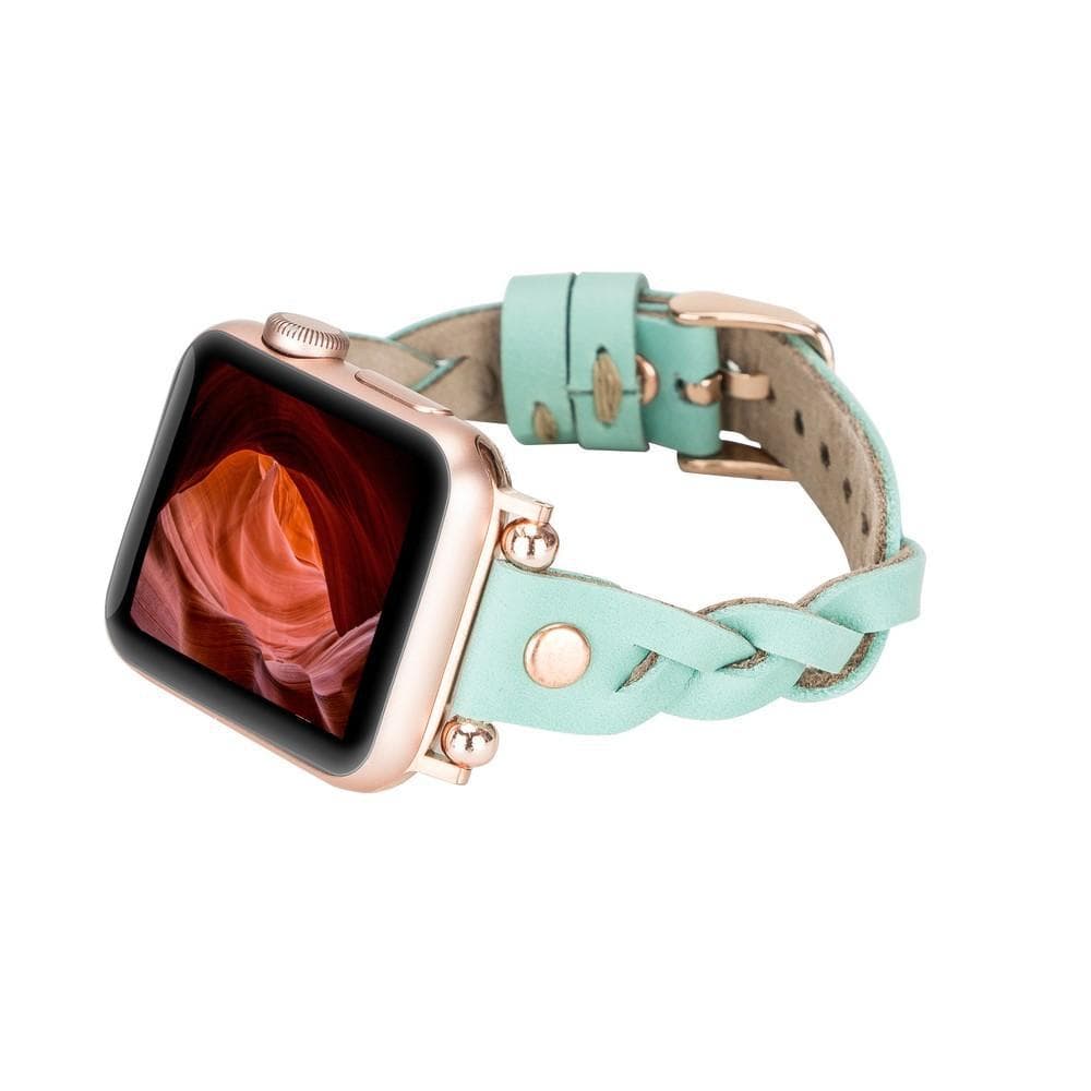 Wanda Braided Genuine Leather Apple Watch Band with Rose Gold Trok