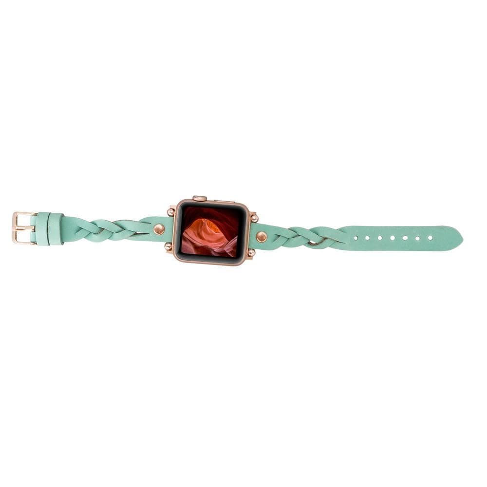 Wanda Braided Genuine Leather Apple Watch Band with Rose Gold Trok