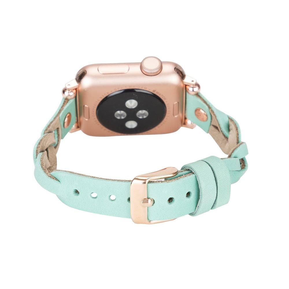 Wanda Braided Genuine Leather Apple Watch Band with Rose Gold Trok