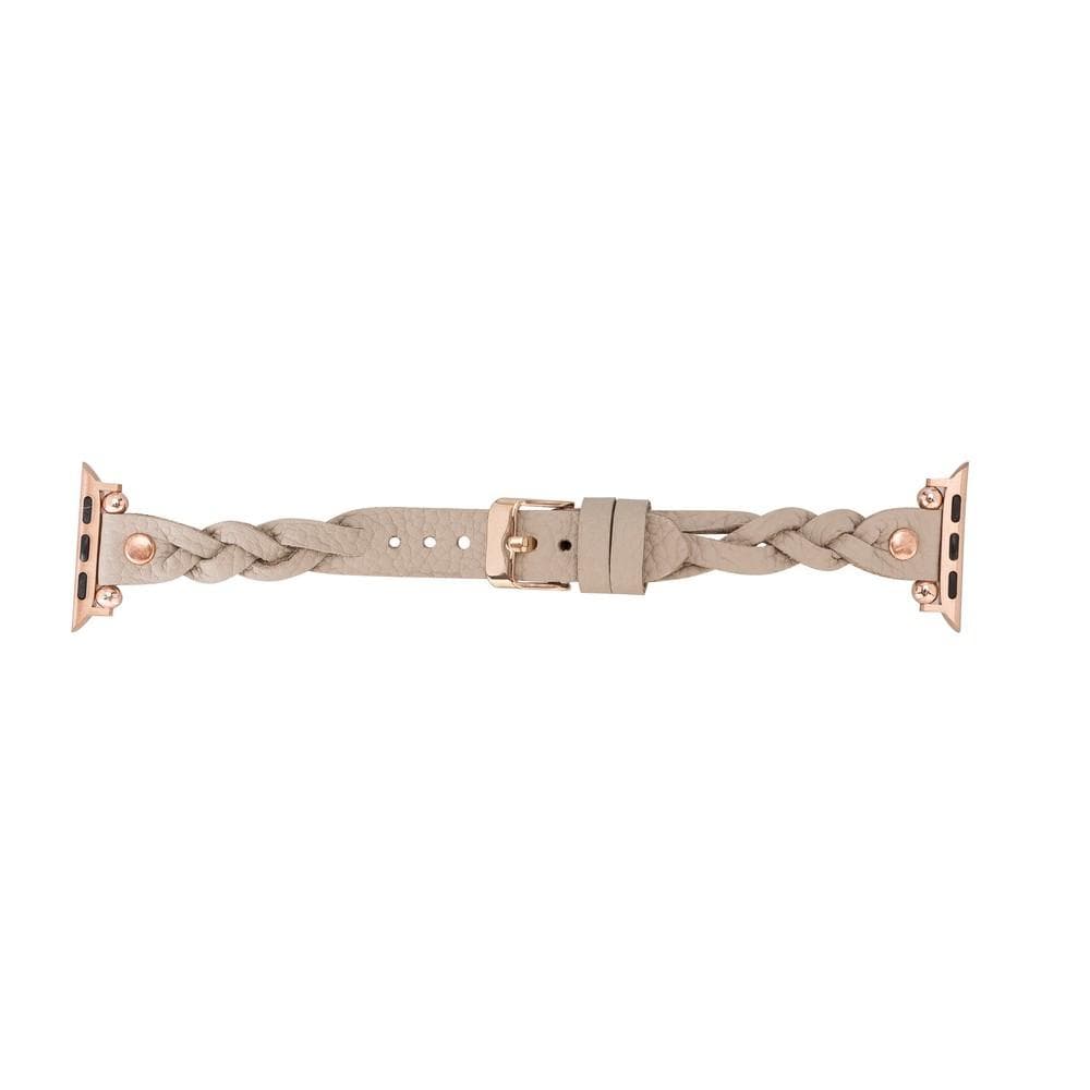 Wanda Braided Genuine Leather Apple Watch Band with Rose Gold Trok