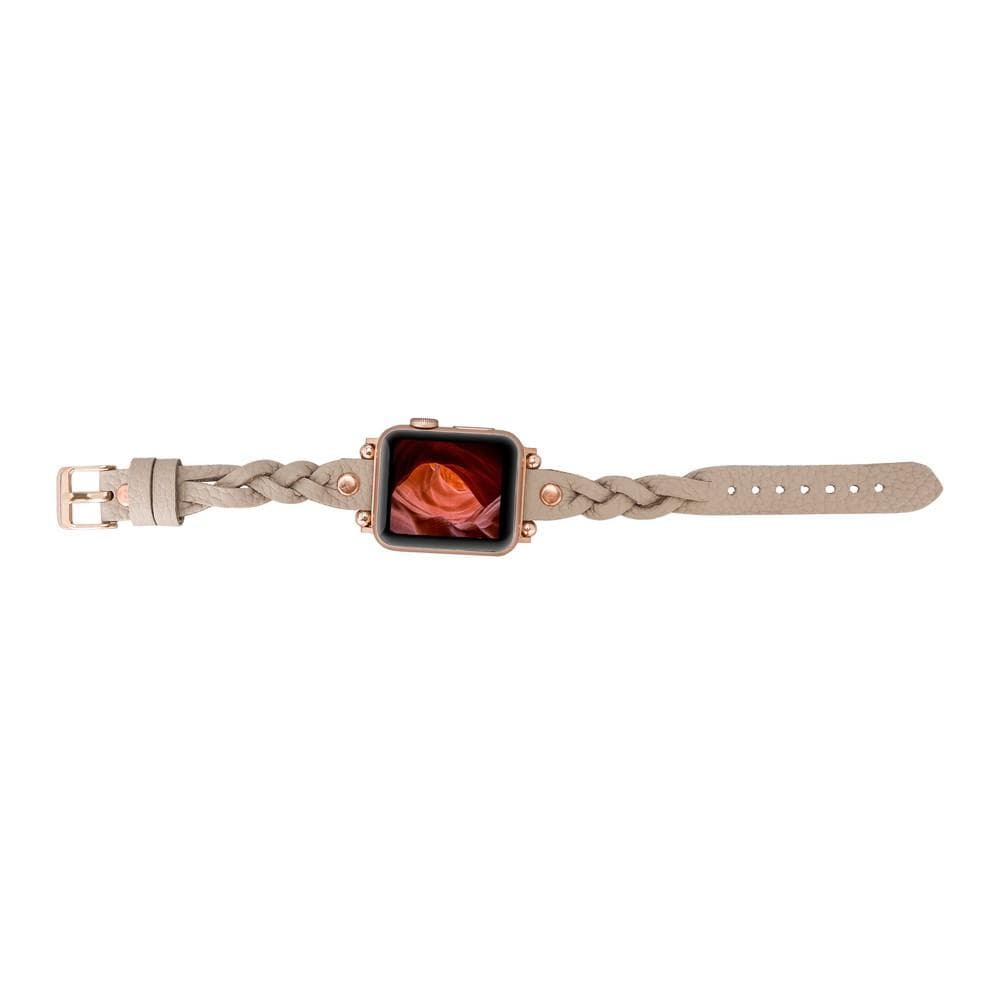 Wanda Braided Genuine Leather Apple Watch Band with Rose Gold Trok