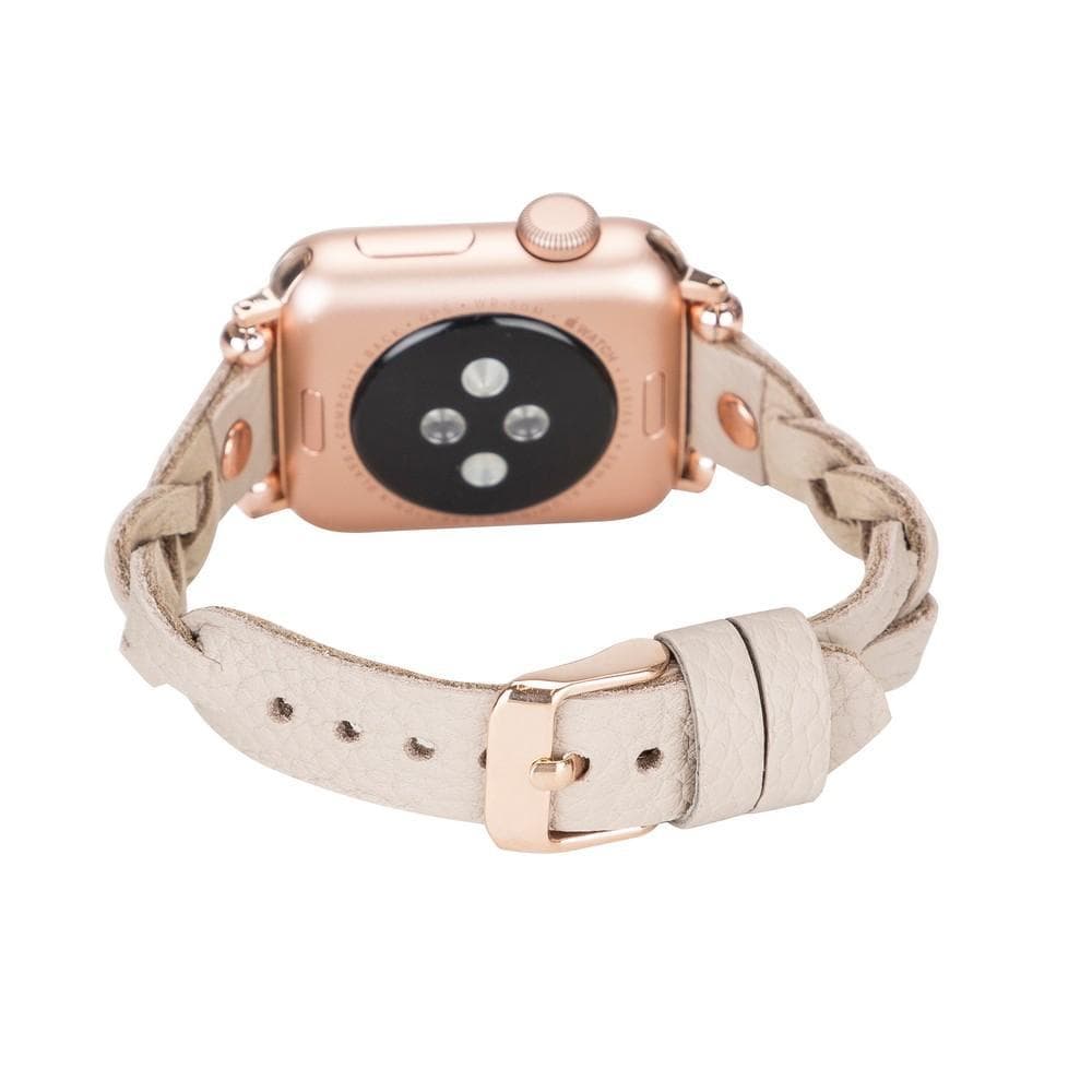 Wanda Braided Genuine Leather Apple Watch Band with Rose Gold Trok