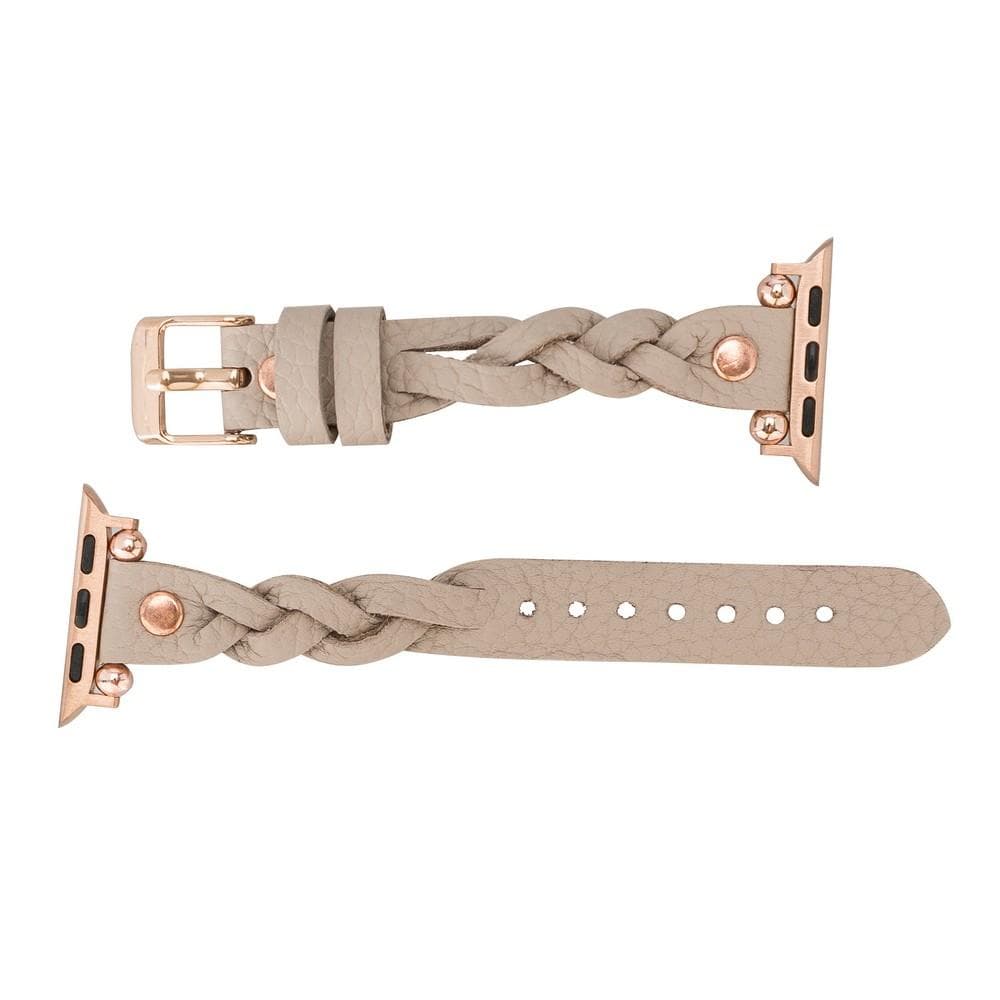 Wanda Braided Genuine Leather Apple Watch Band with Rose Gold Trok