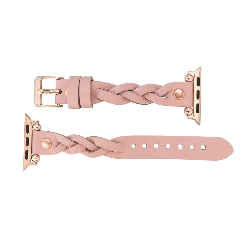 Wanda Braided Genuine Leather Apple Watch Band with Rose Gold Trok