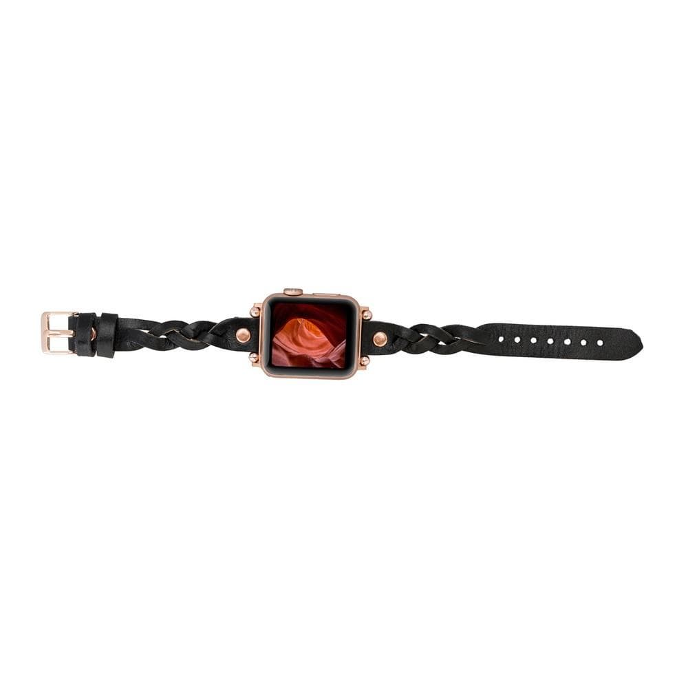 Wanda Braided Genuine Leather Apple Watch Band with Rose Gold Trok