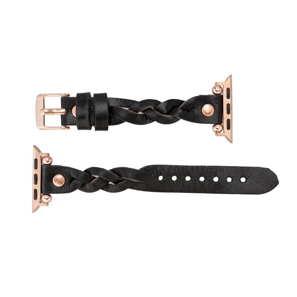 Wanda Braided Genuine Leather Apple Watch Band with Rose Gold Trok