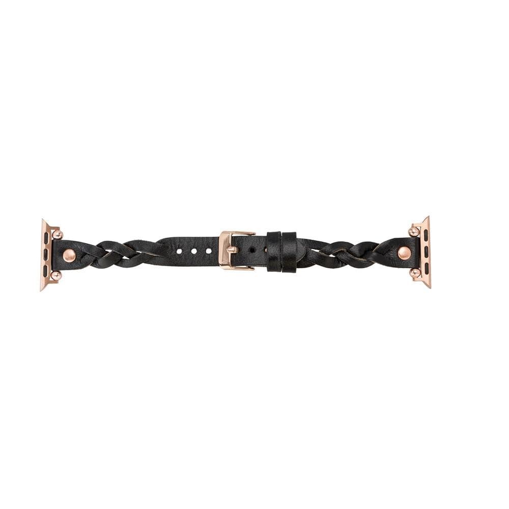 Wanda Braided Genuine Leather Apple Watch Band with Rose Gold Trok