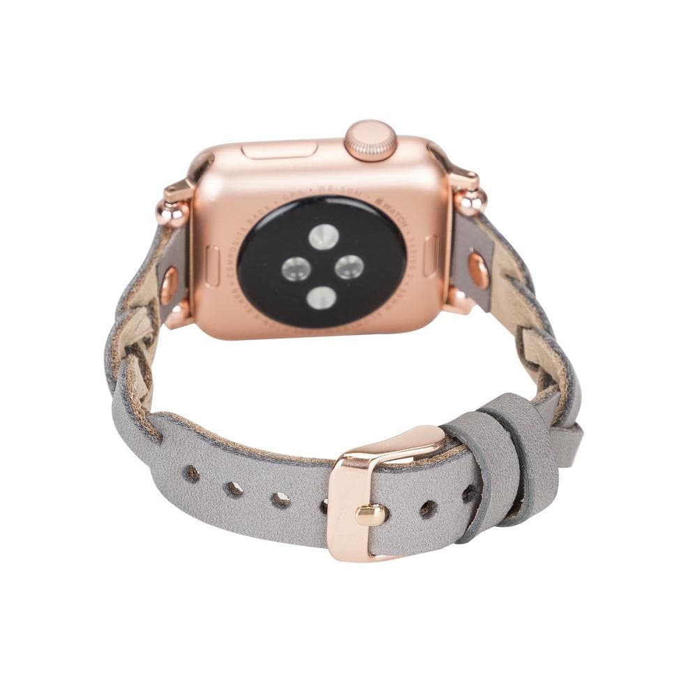 Wanda Braided Genuine Leather Apple Watch Band with Rose Gold Trok