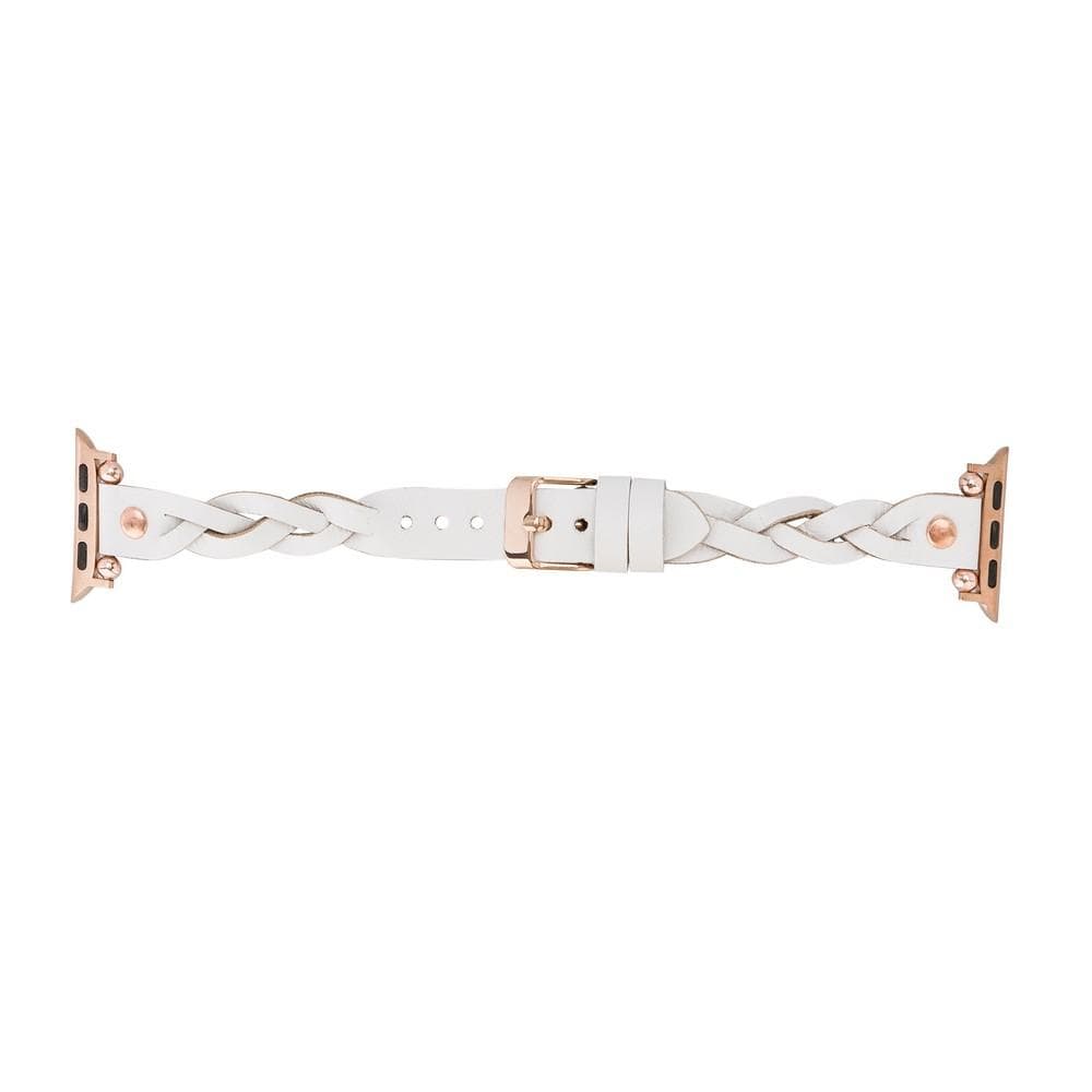 Wanda Braided Genuine Leather Apple Watch Band with Rose Gold Trok