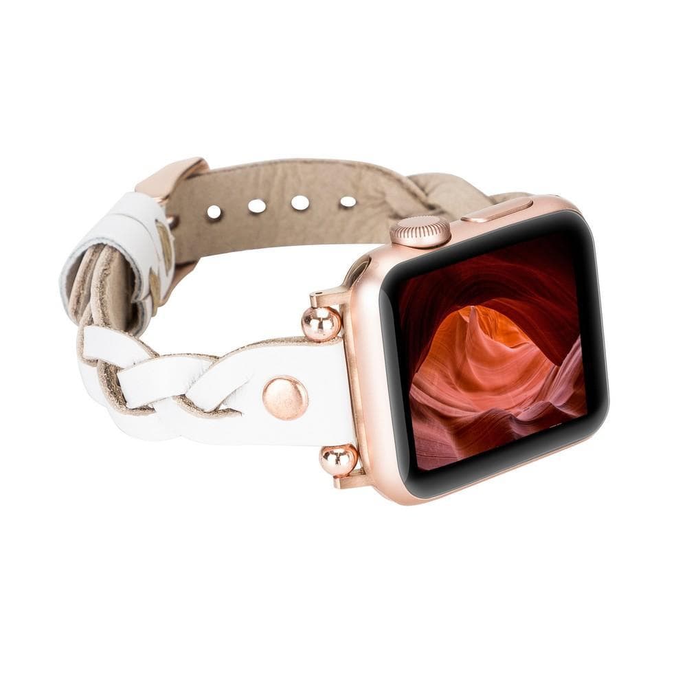 Wanda Braided Genuine Leather Apple Watch Band with Rose Gold Trok