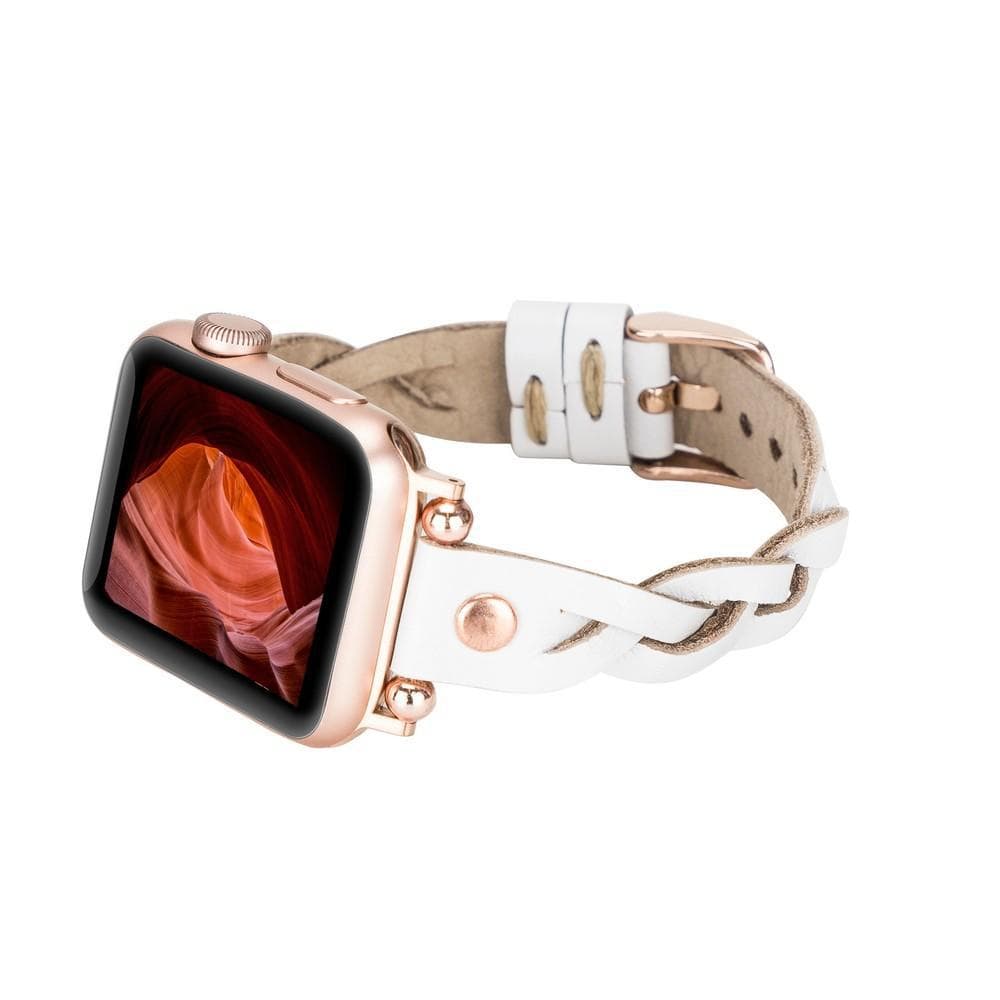 Wanda Braided Genuine Leather Apple Watch Band with Rose Gold Trok
