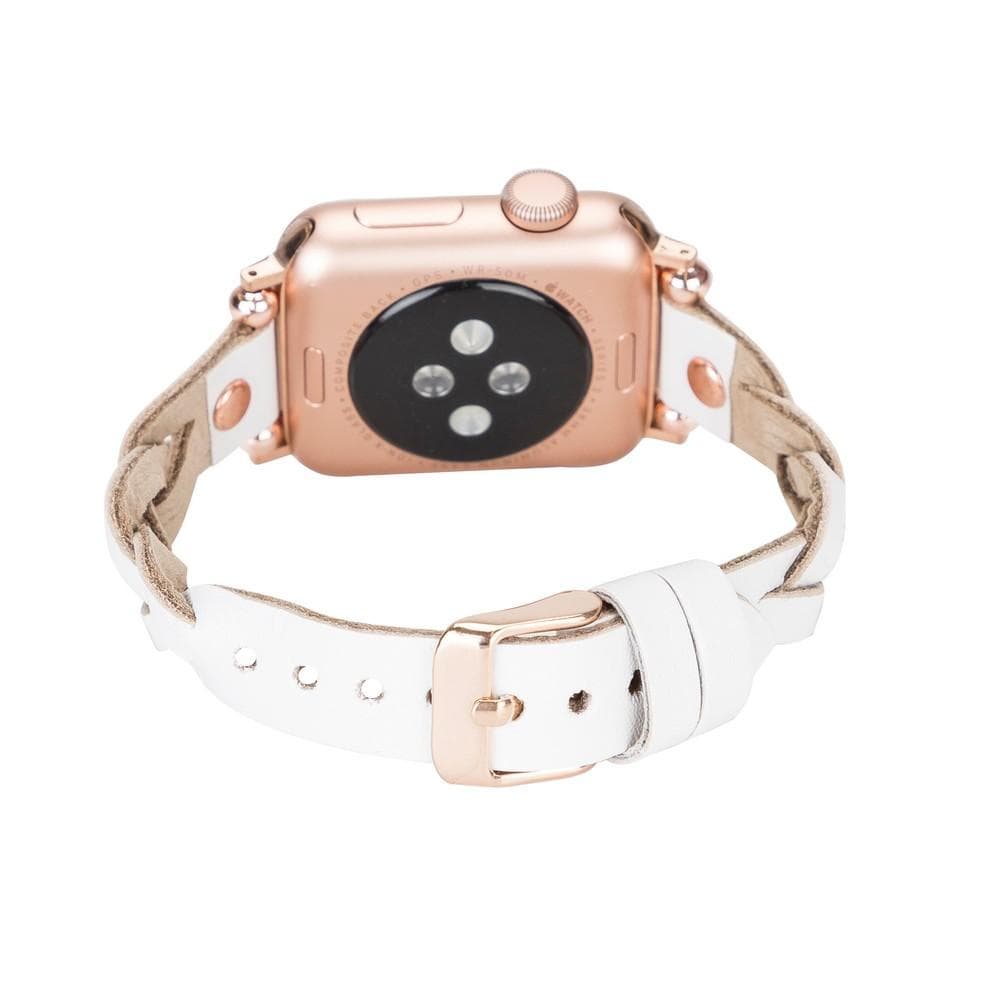 Wanda Braided Genuine Leather Apple Watch Band with Rose Gold Trok