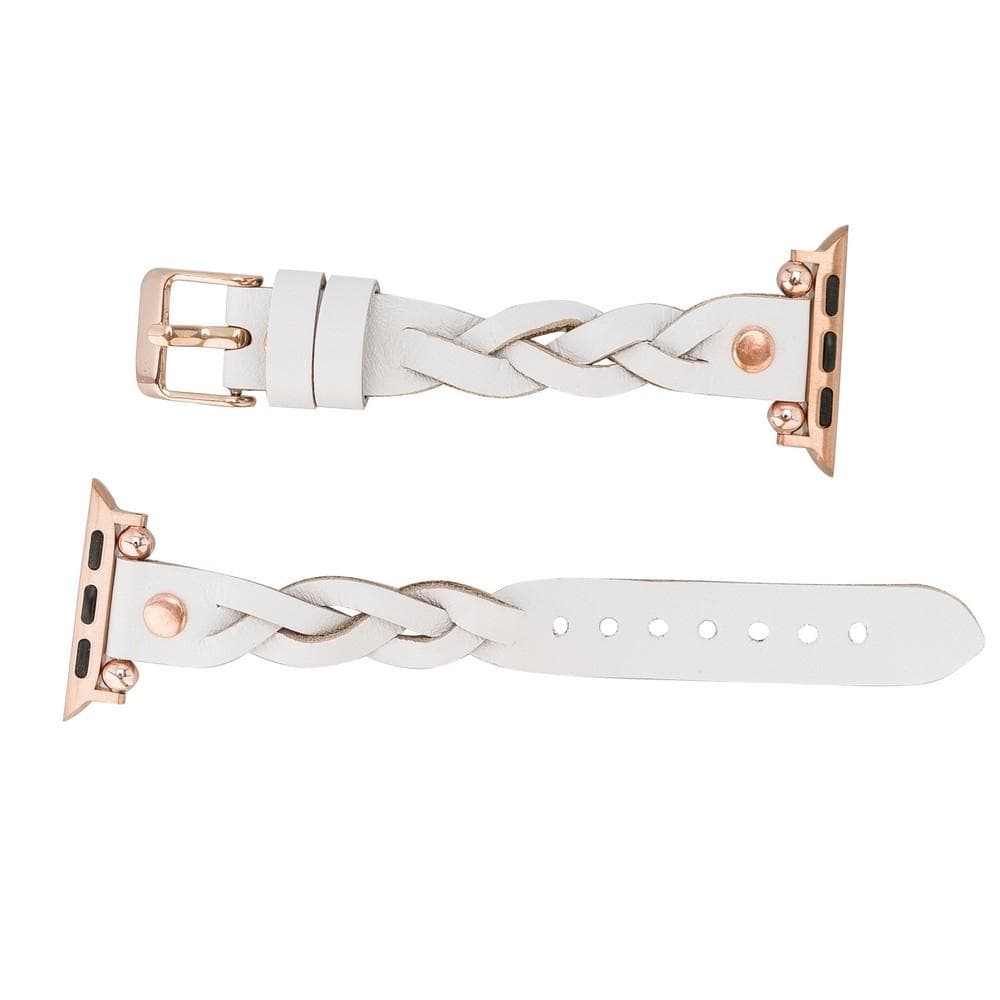 Wanda Braided Genuine Leather Apple Watch Band with Rose Gold Trok