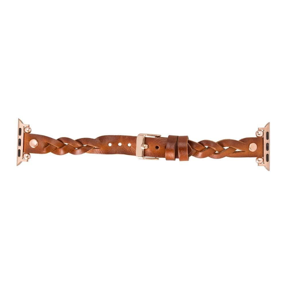 Wanda Braided Genuine Leather Apple Watch Band with Rose Gold Trok