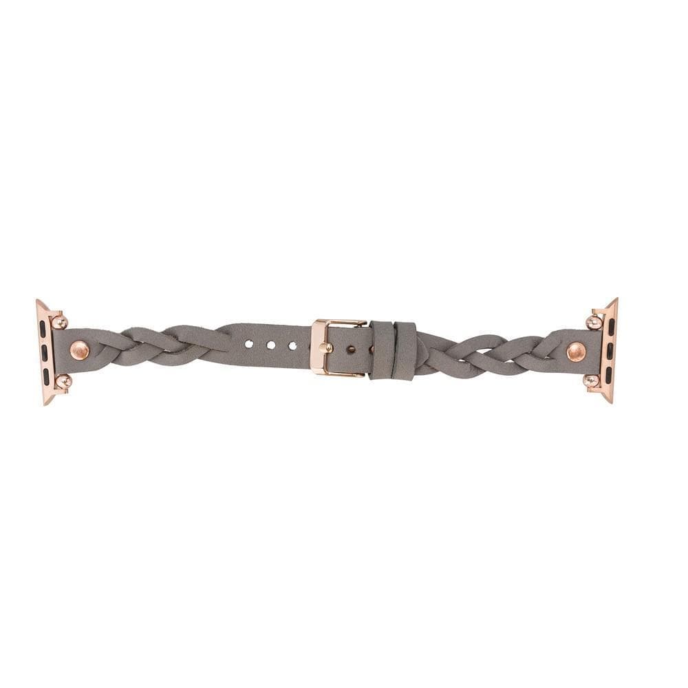 Wanda Braided Genuine Leather Apple Watch Band with Rose Gold Trok