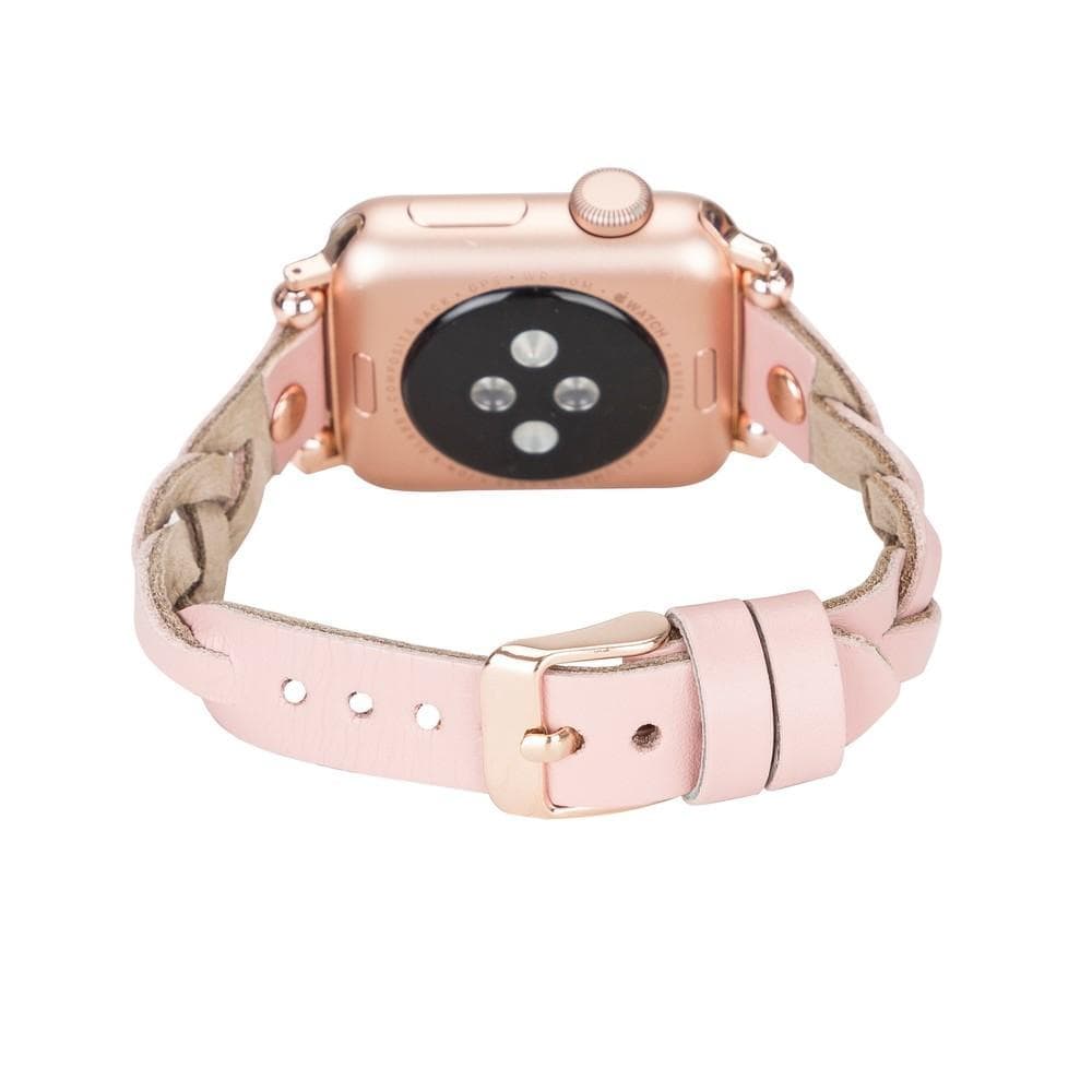Wanda Braided Genuine Leather Apple Watch Band with Rose Gold Trok