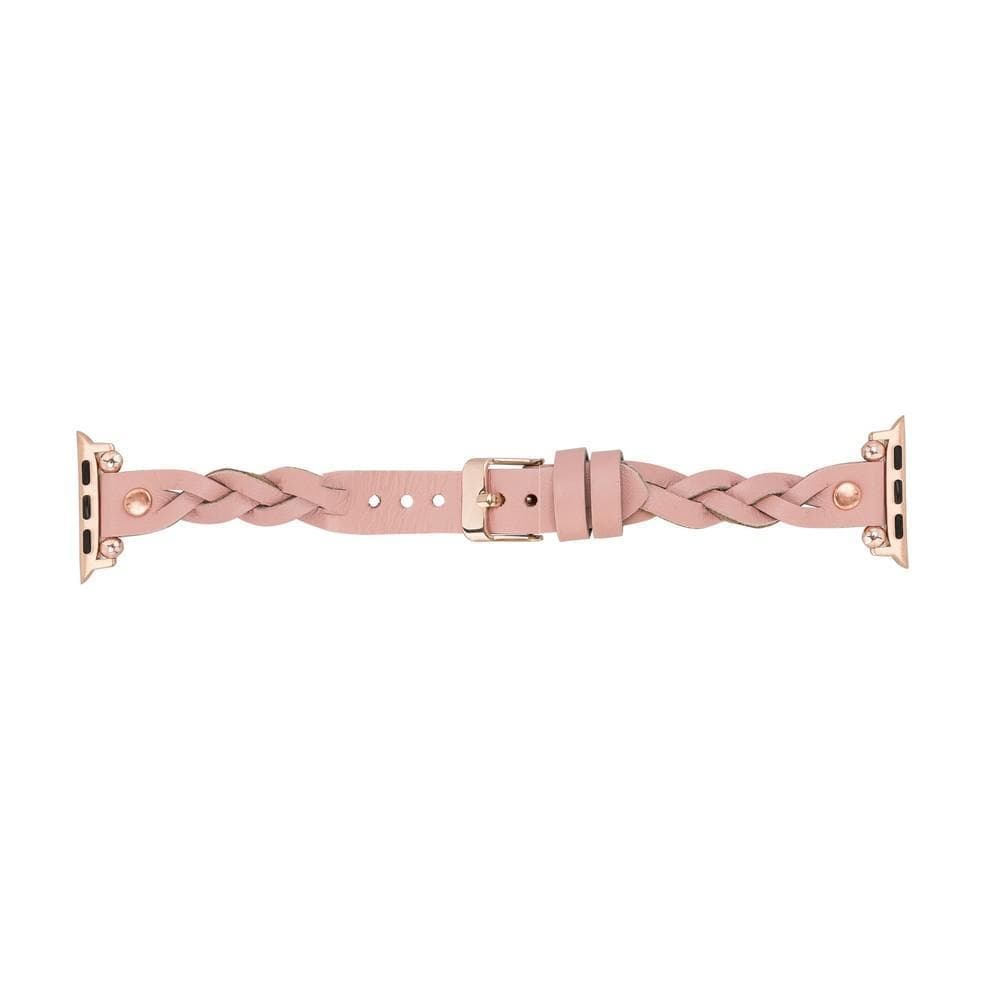 Wanda Braided Genuine Leather Apple Watch Band with Rose Gold Trok