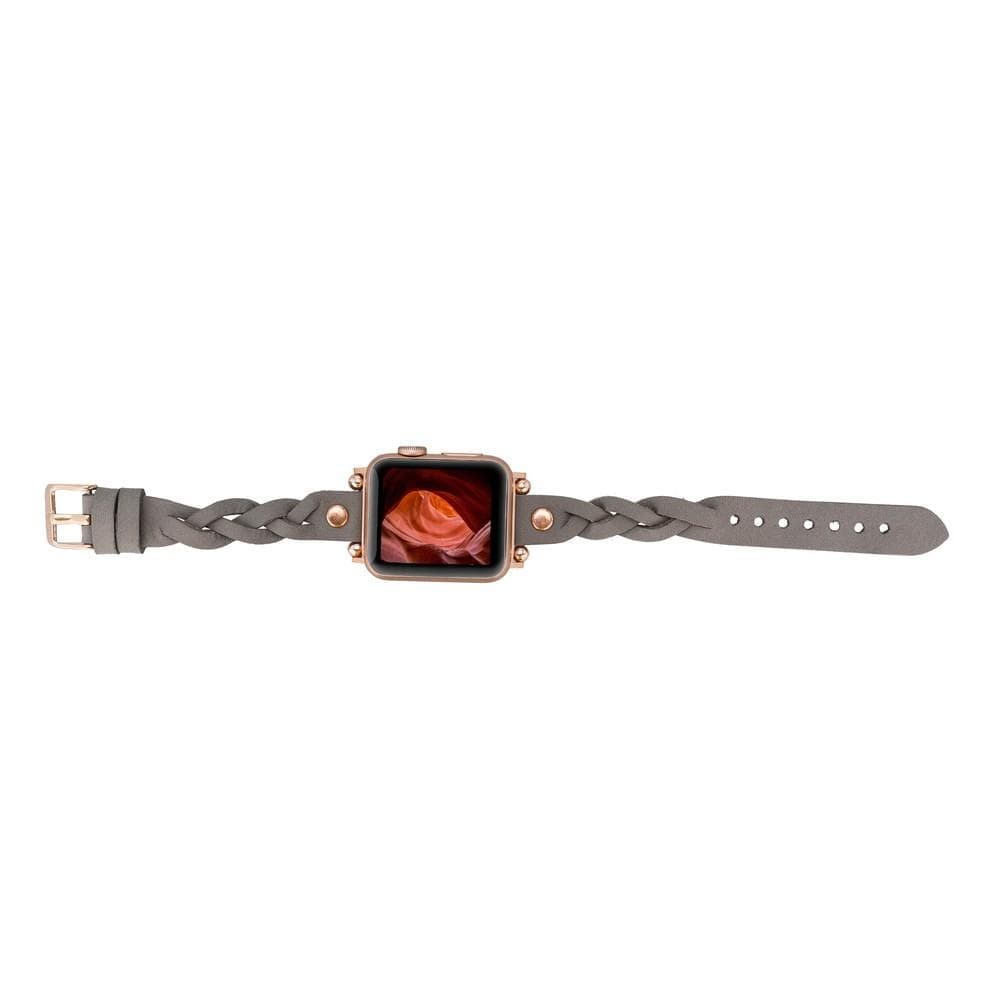 Wanda Braided Genuine Leather Apple Watch Band with Rose Gold Trok