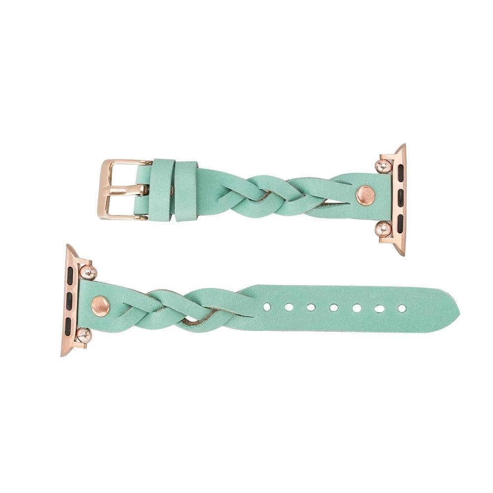 Wanda Braided Genuine Leather Apple Watch Band with Rose Gold Trok