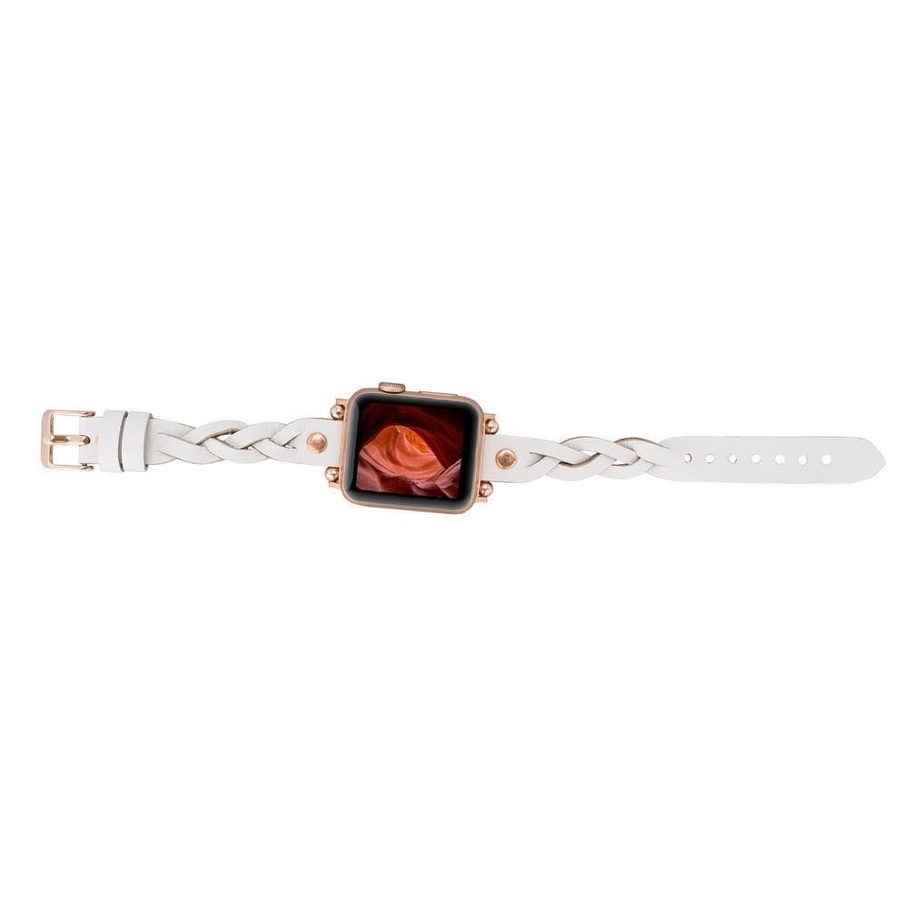 Wanda Braided Genuine Leather Apple Watch Band with Rose Gold Trok