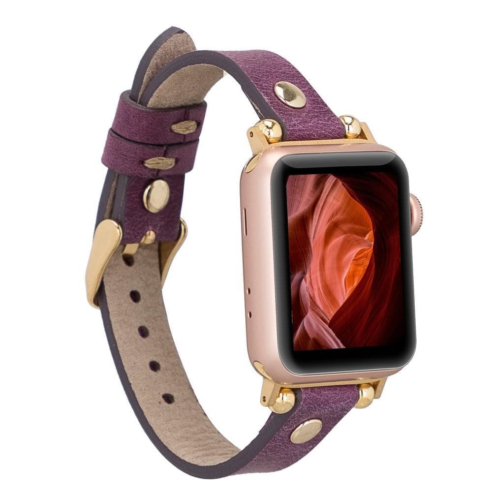 Ferro Genuine Leather Apple Watch Band with Gold Trok