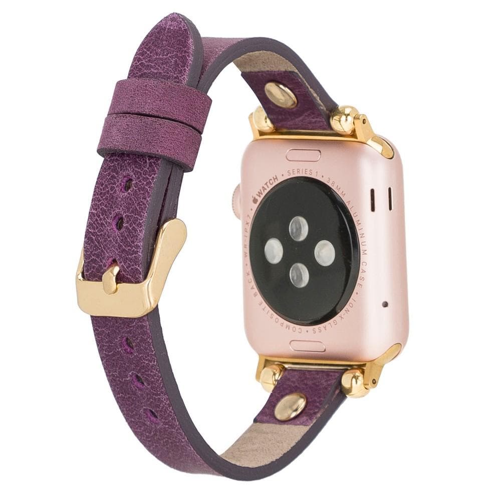 Ferro Genuine Leather Apple Watch Band with Gold Trok