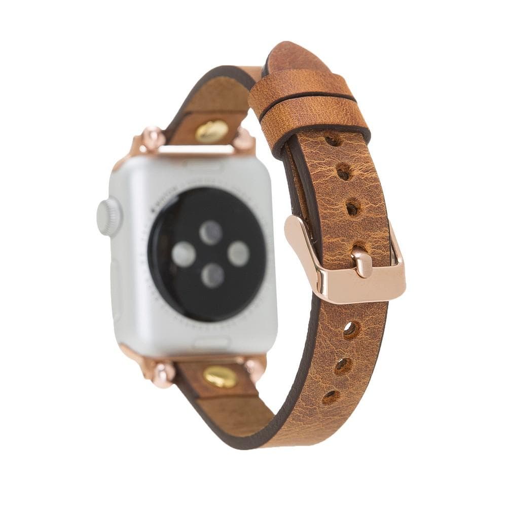 Ferro Genuine Leather Apple Watch Band with Gold Trok