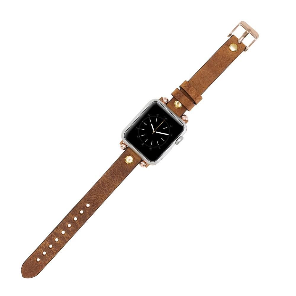 Ferro Genuine Leather Apple Watch Band with Gold Trok