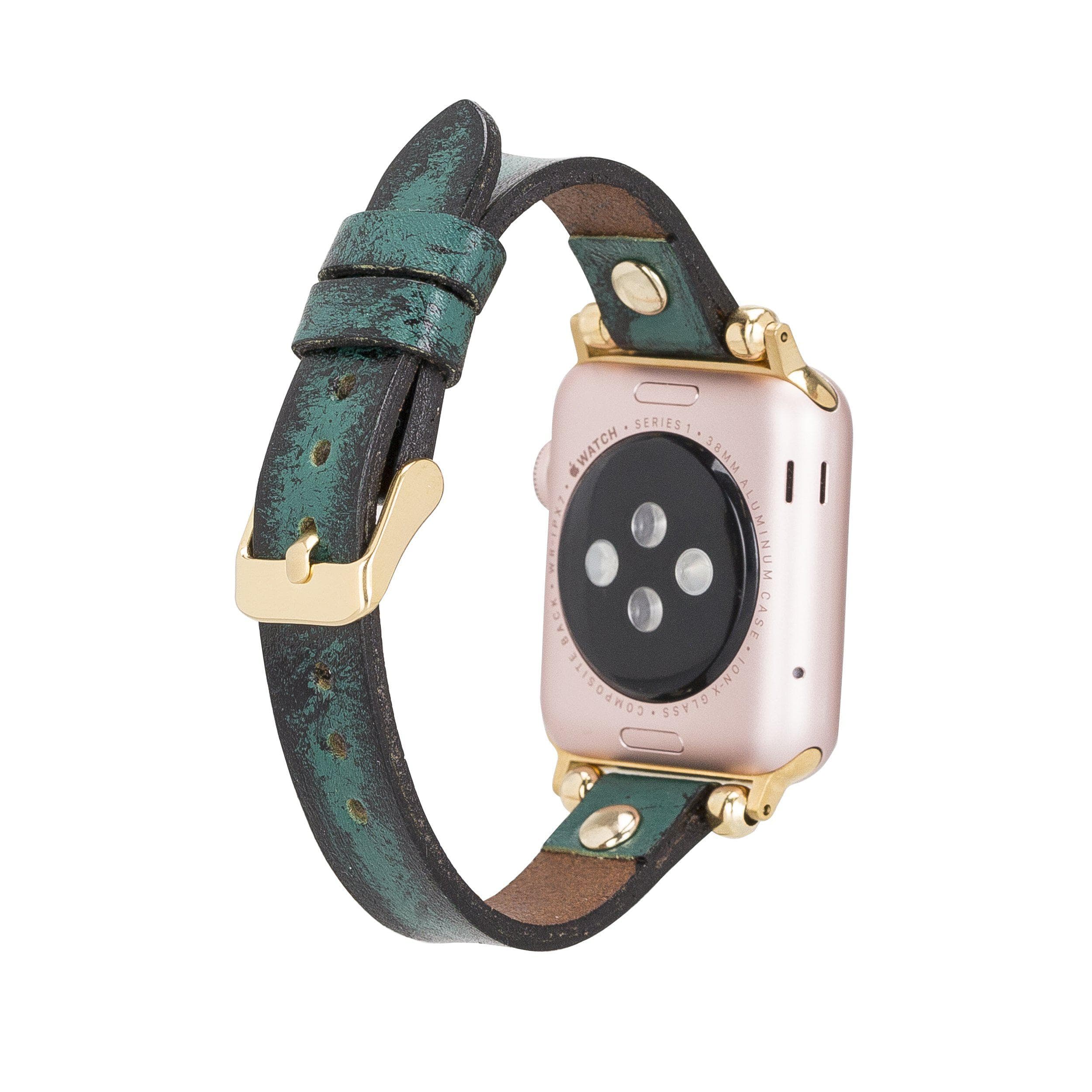 Ferro Genuine Leather Apple Watch Band with Gold Trok