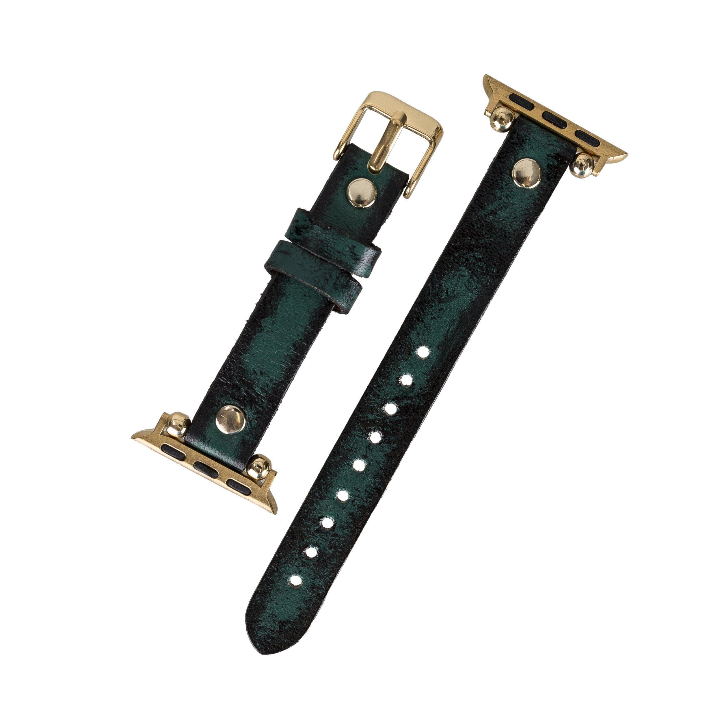 Ferro Genuine Leather Apple Watch Band with Gold Trok