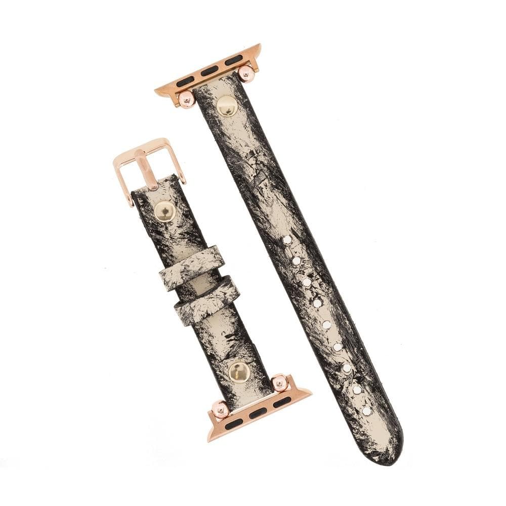 Ferro Genuine Leather Apple Watch Band with Gold Trok