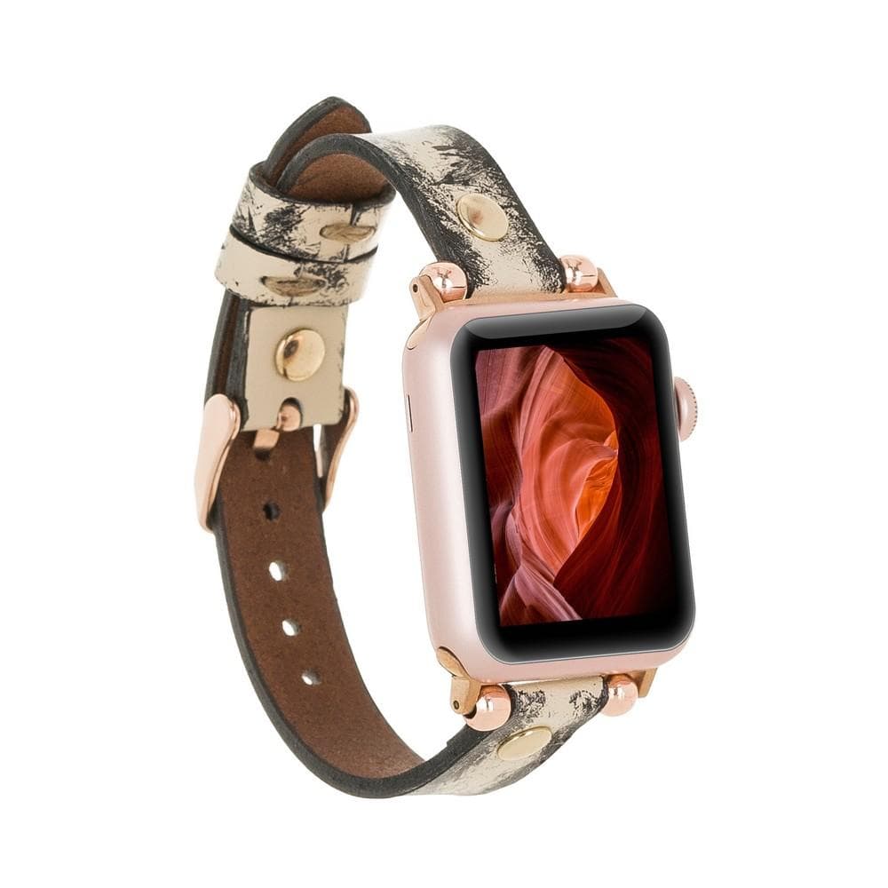 Ferro Genuine Leather Apple Watch Band with Gold Trok