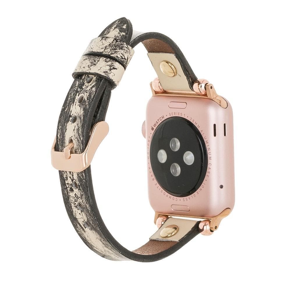 Ferro Genuine Leather Apple Watch Band with Gold Trok
