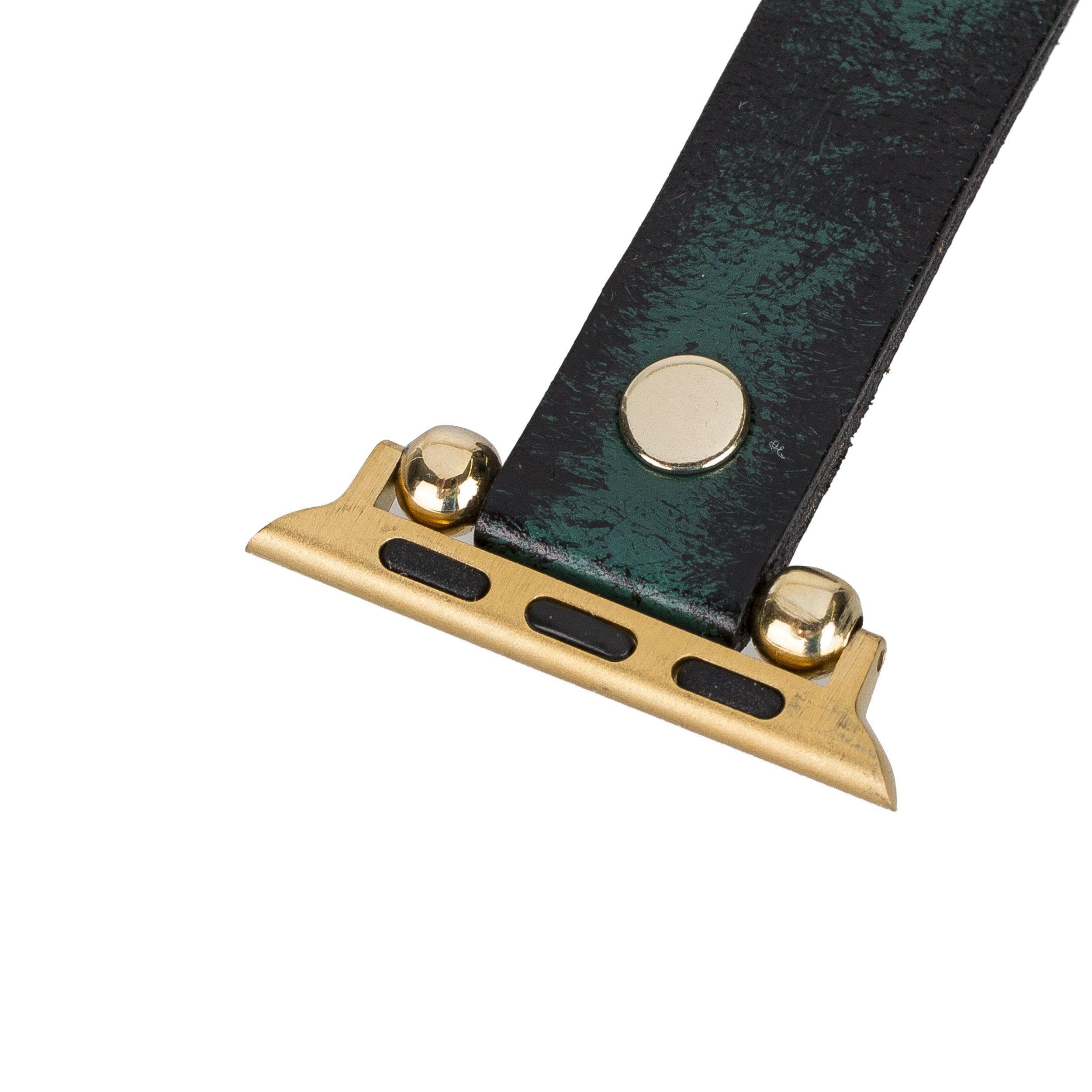 Ferro Genuine Leather Apple Watch Band with Gold Trok