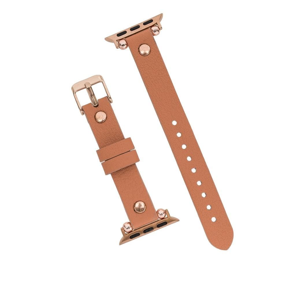 Ferro Genuine Leather Apple Watch Band with Rose Gold Trok