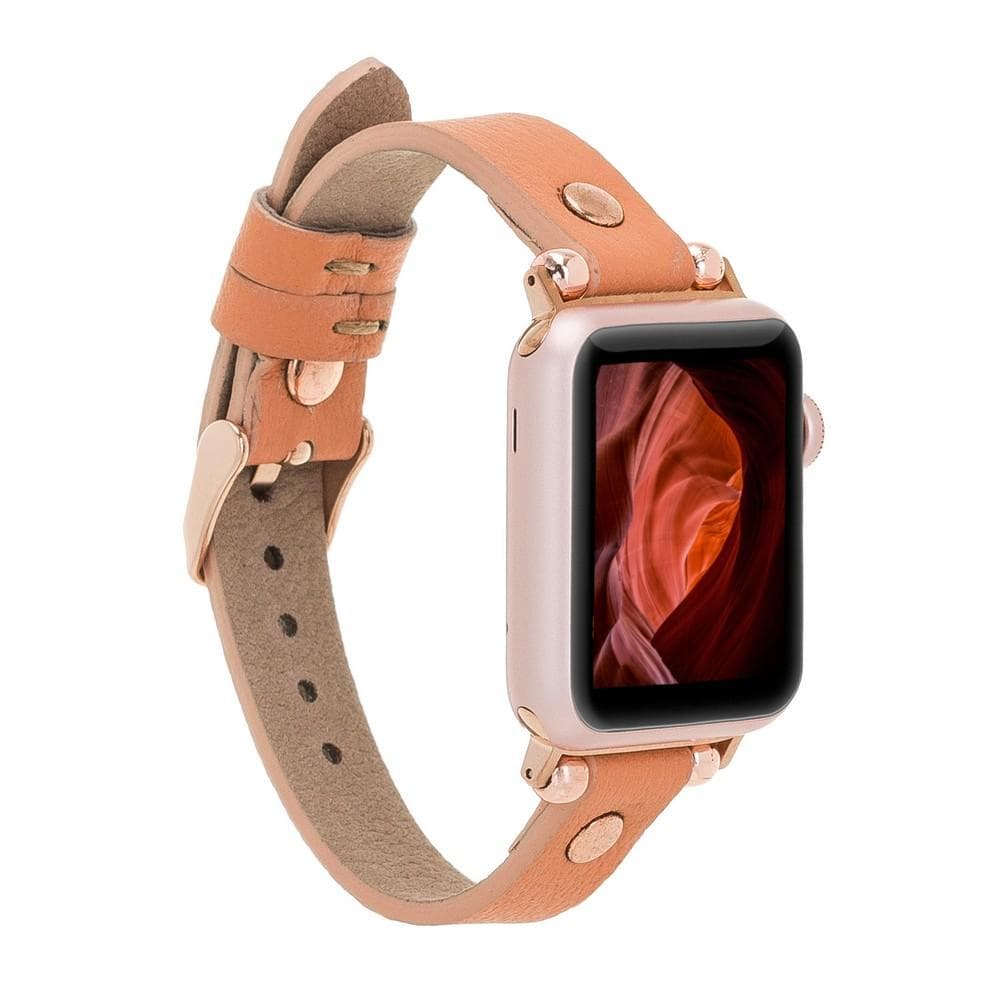 Ferro Genuine Leather Apple Watch Band with Rose Gold Trok
