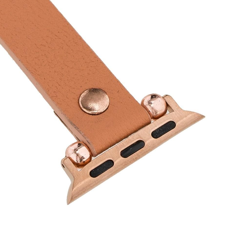 Ferro Genuine Leather Apple Watch Band with Rose Gold Trok