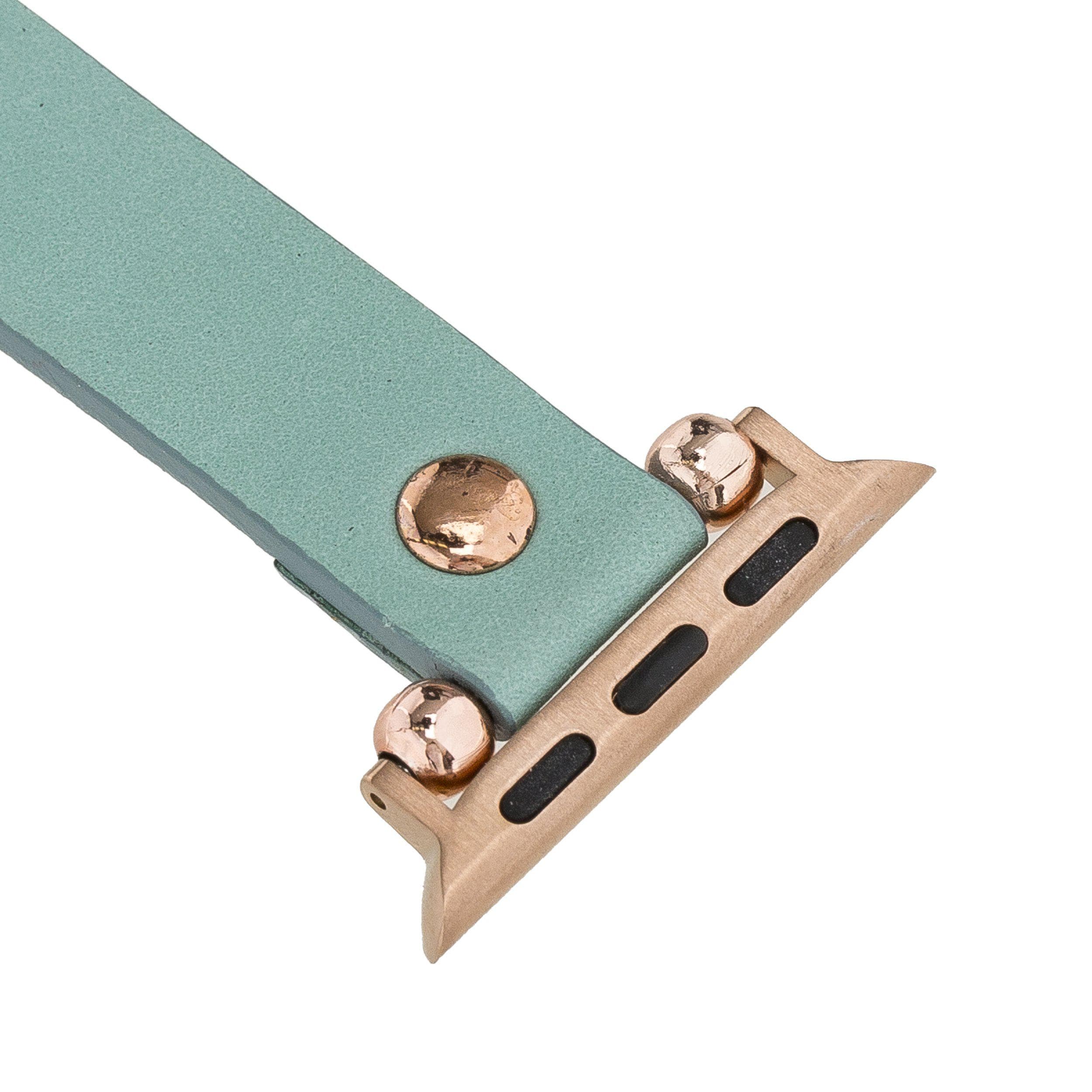 Ferro Genuine Leather Apple Watch Band with Rose Gold Trok