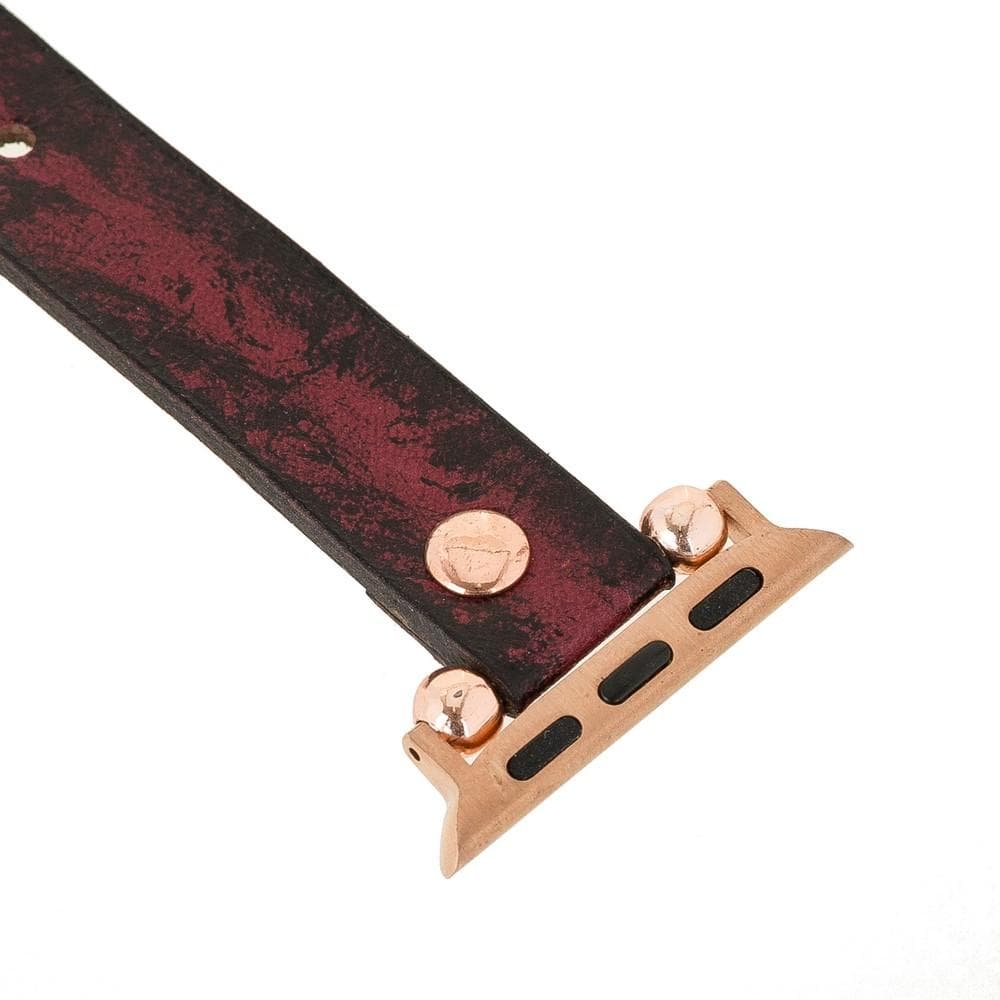 Ferro Genuine Leather Apple Watch Band with Rose Gold Trok