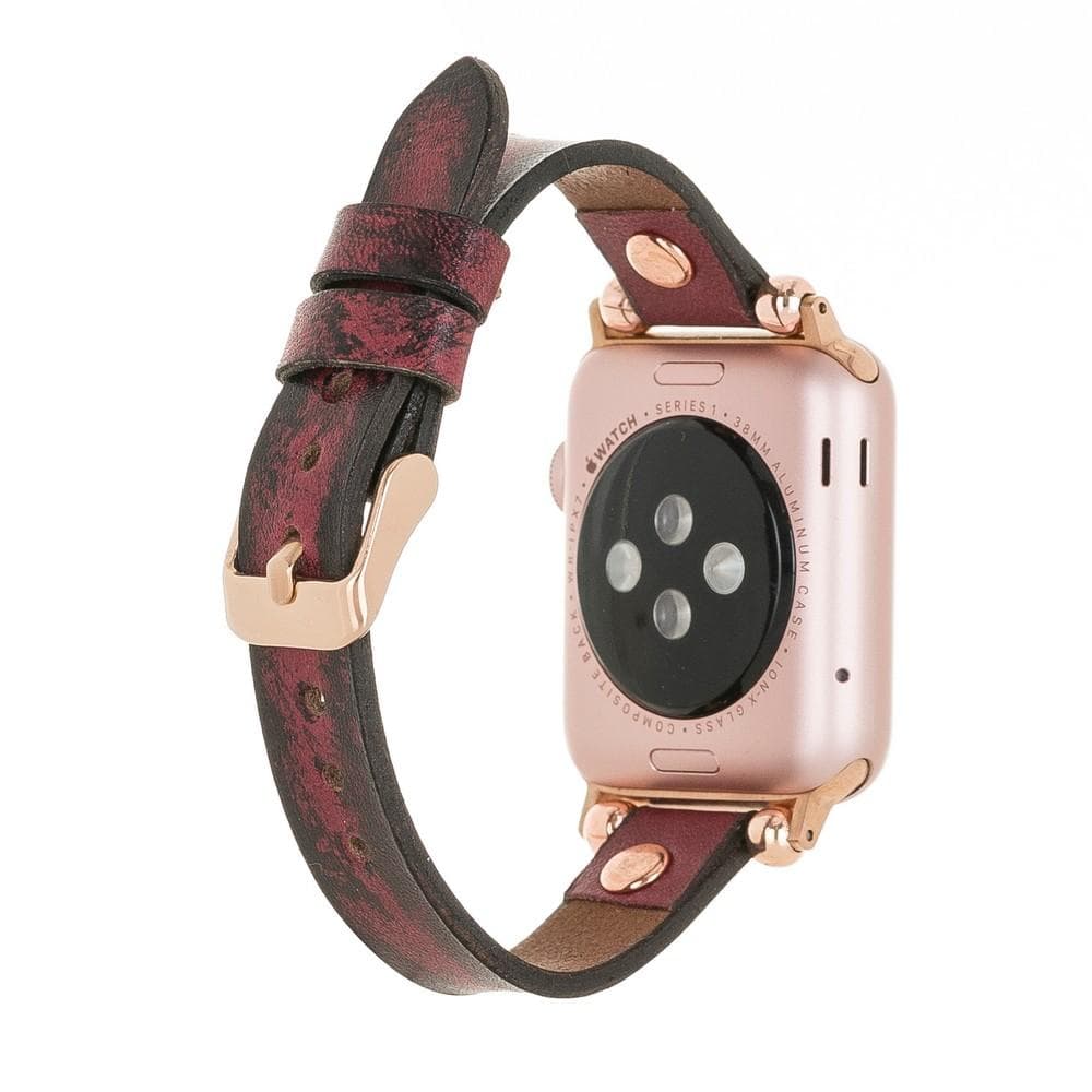 Ferro Genuine Leather Apple Watch Band with Rose Gold Trok