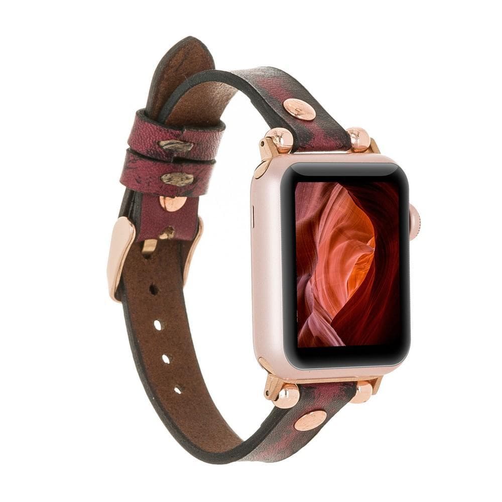 Ferro Genuine Leather Apple Watch Band with Rose Gold Trok